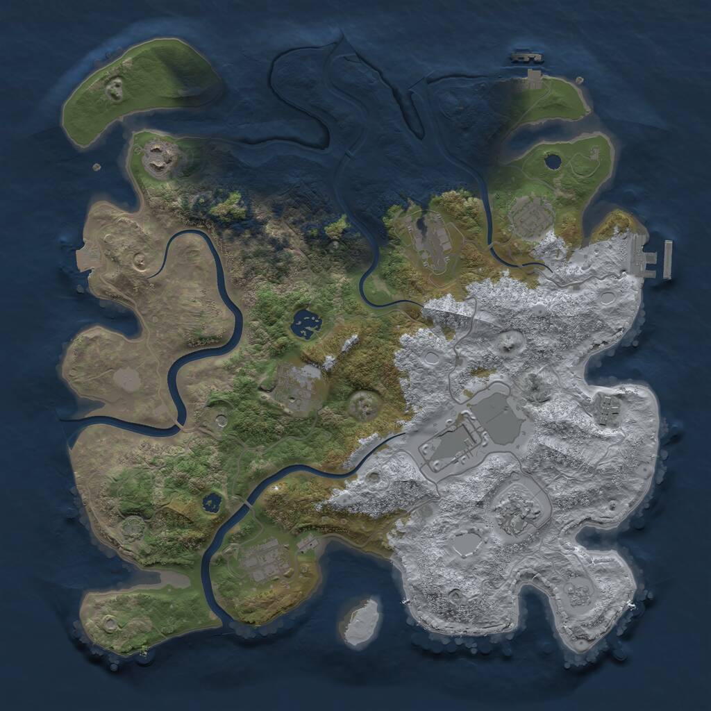 Rust Map: Procedural Map, Size: 3700, Seed: 2131449148, 15 Monuments