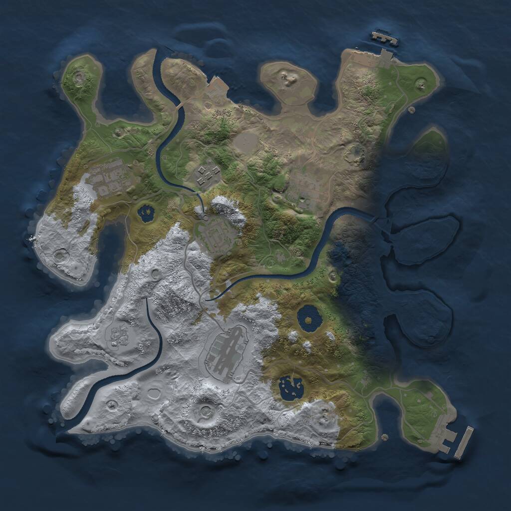Rust Map: Procedural Map, Size: 3000, Seed: 1010203767, 12 Monuments