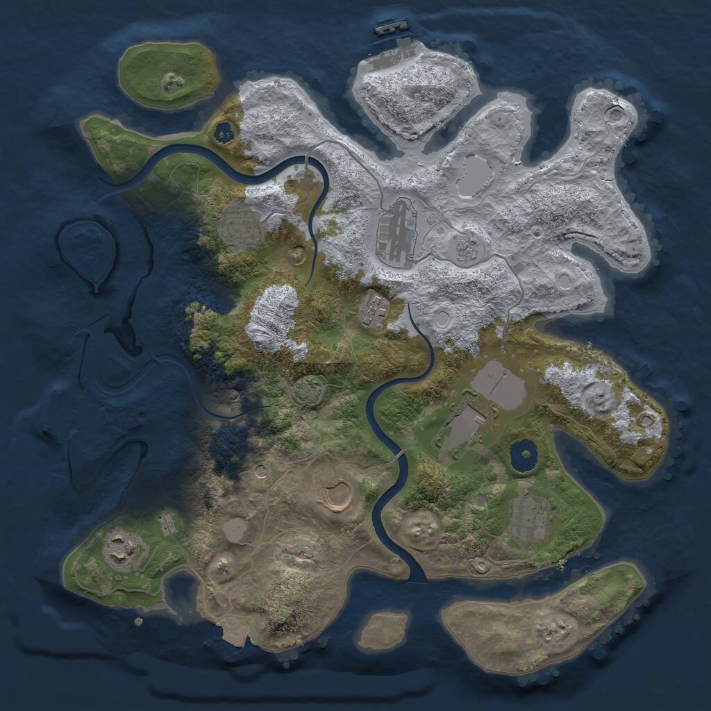 Rust Map: Procedural Map, Size: 3500, Seed: 39780866, 13 Monuments