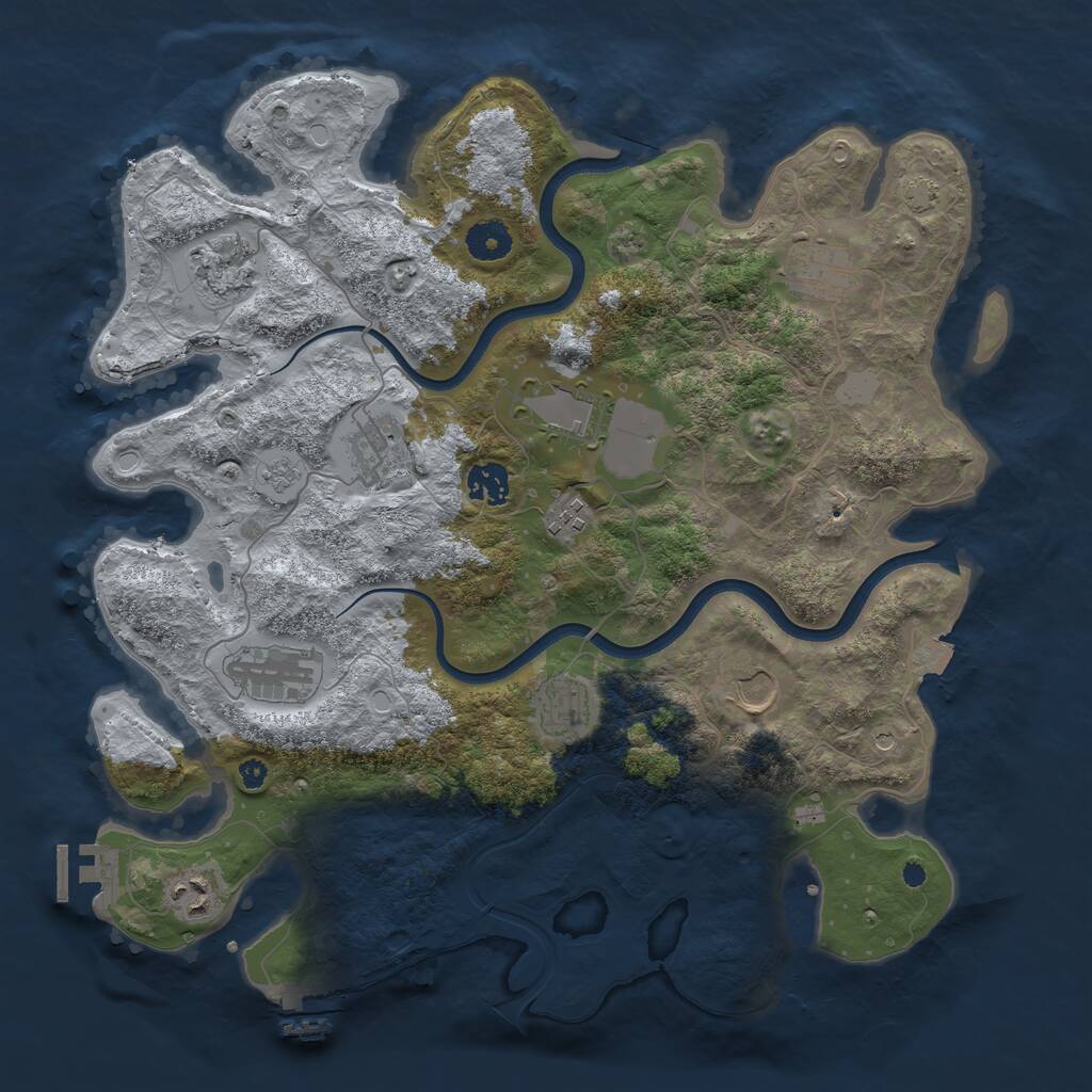 Rust Map: Procedural Map, Size: 3800, Seed: 9376459, 16 Monuments