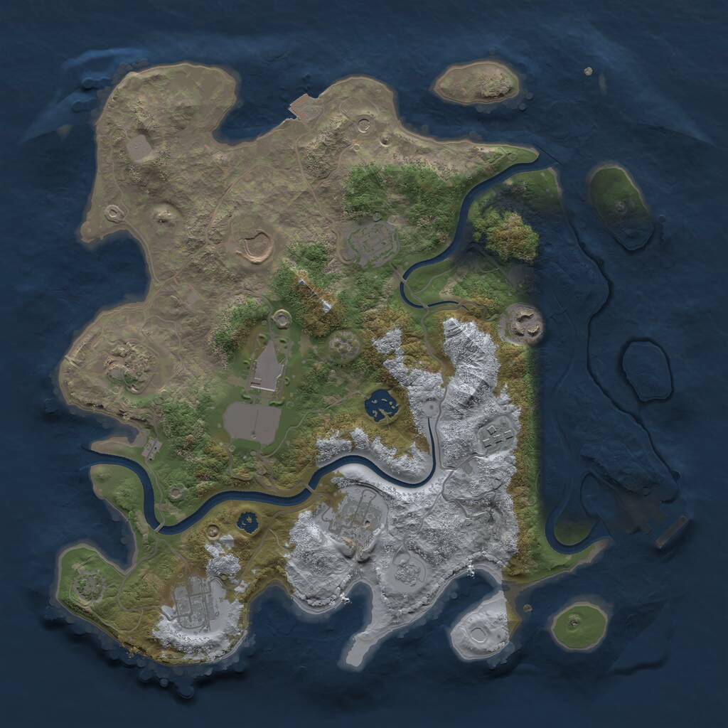 Rust Map: Procedural Map, Size: 3500, Seed: 348889418, 14 Monuments