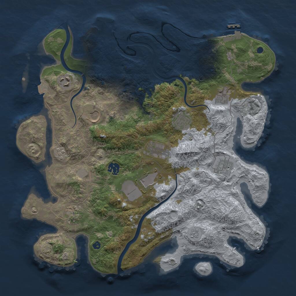 Rust Map: Procedural Map, Size: 3750, Seed: 457501529, 16 Monuments