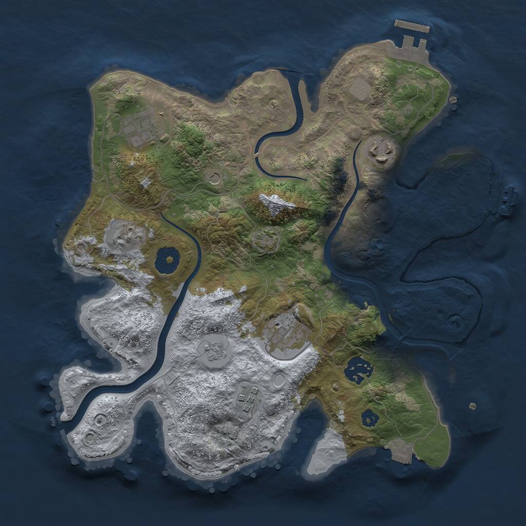 Rust Map: Procedural Map, Size: 3000, Seed: 832400943, 11 Monuments
