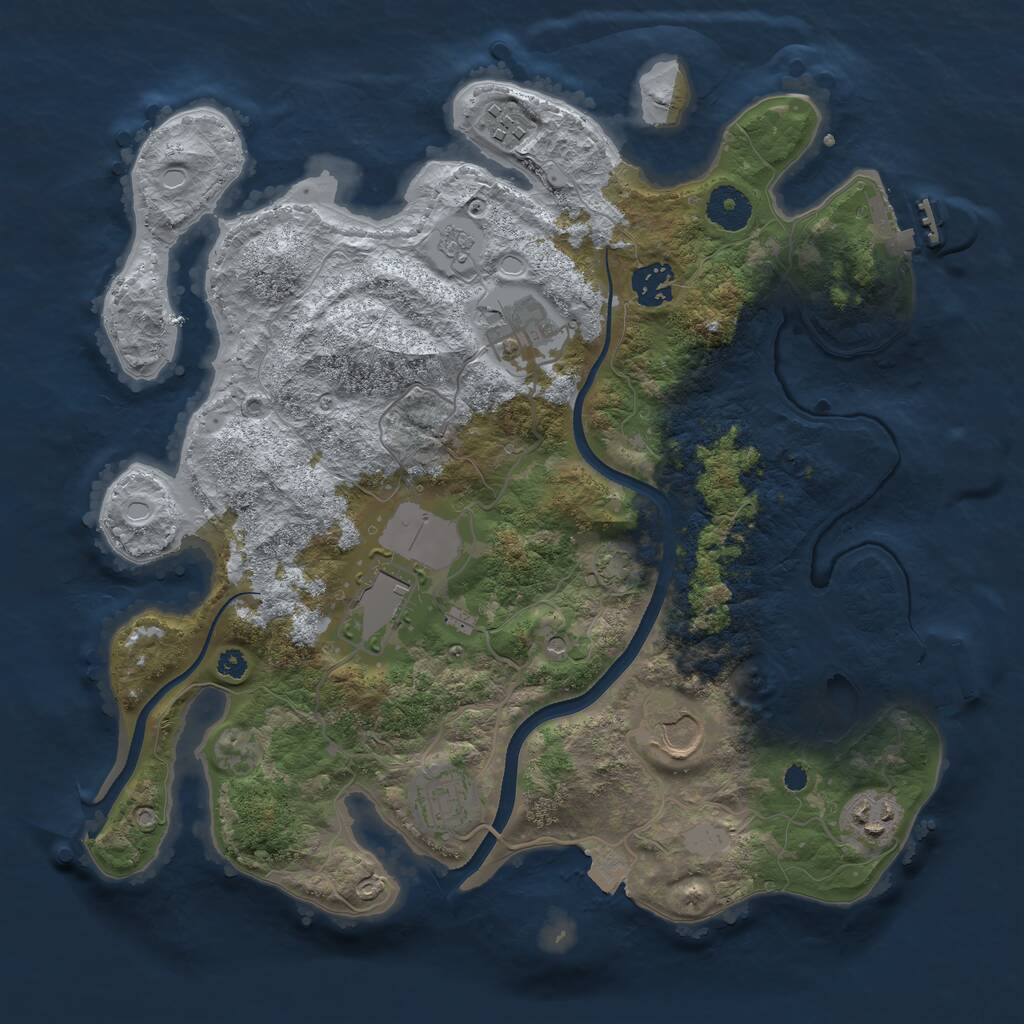 Rust Map: Procedural Map, Size: 3500, Seed: 988305208, 13 Monuments
