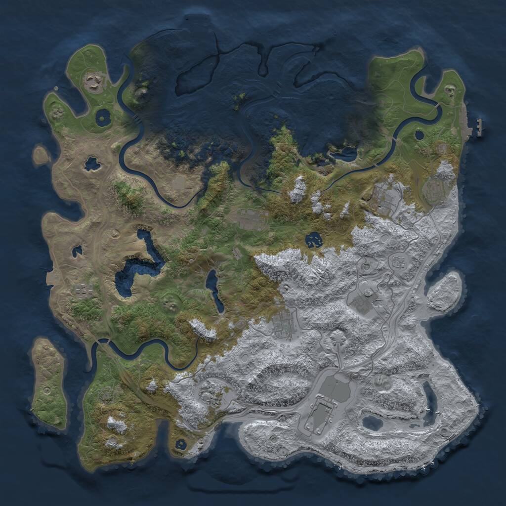 Rust Map: Procedural Map, Size: 4500, Seed: 24688642, 16 Monuments