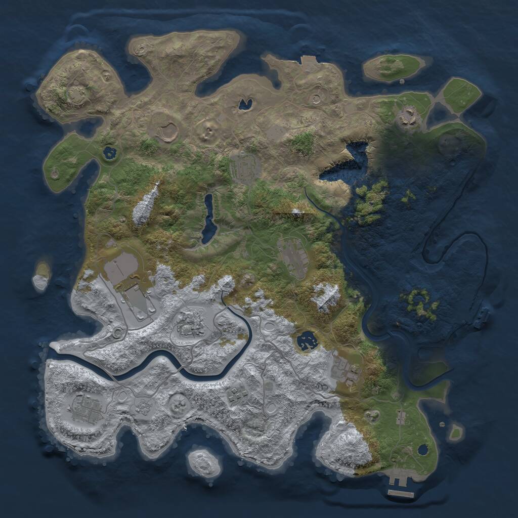 Rust Map: Procedural Map, Size: 4000, Seed: 1740480747, 16 Monuments