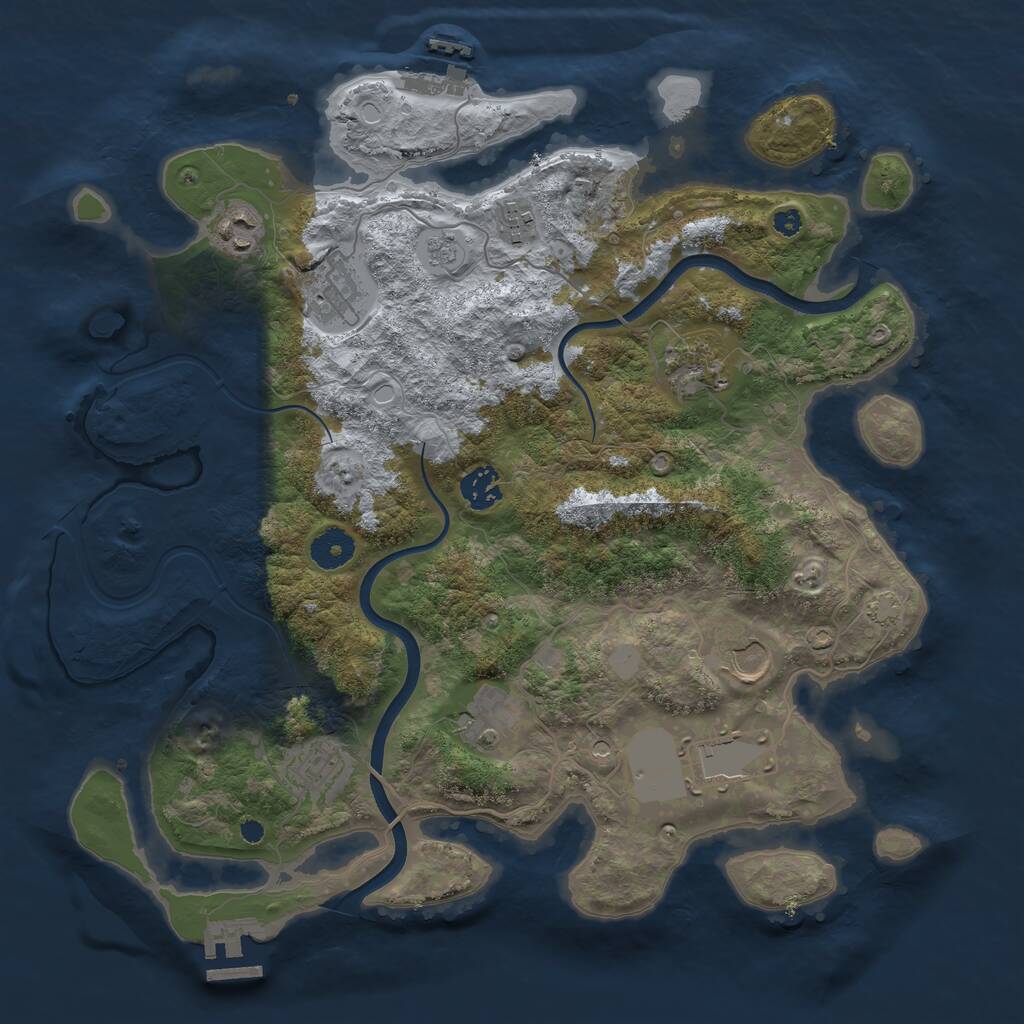 Rust Map: Procedural Map, Size: 3700, Seed: 1594304522, 15 Monuments