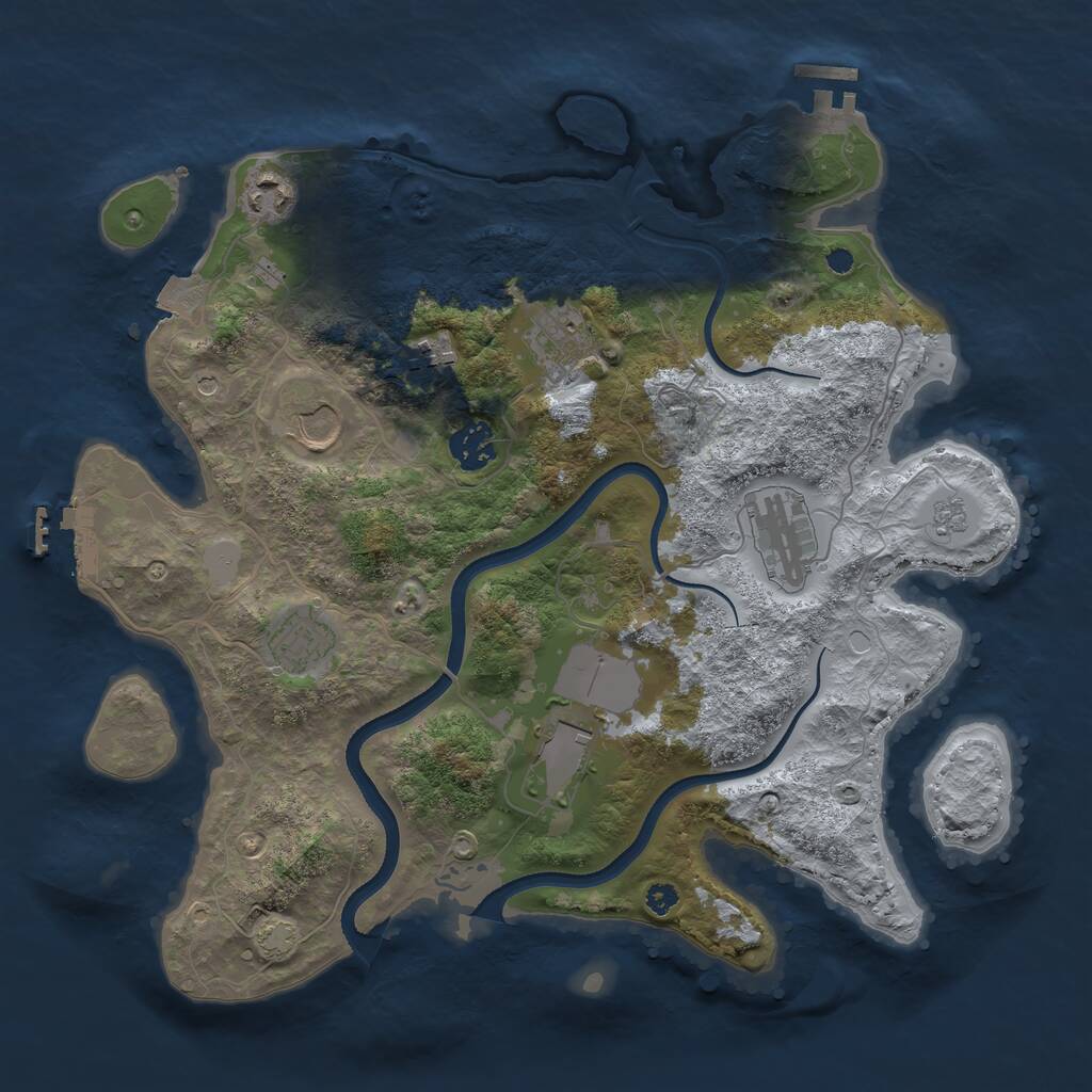 Rust Map: Procedural Map, Size: 3500, Seed: 842684653, 14 Monuments
