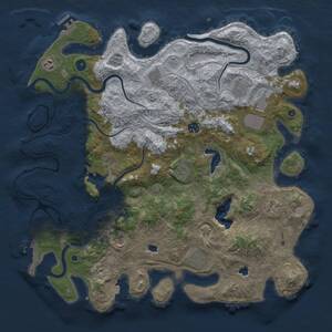 Thumbnail Rust Map: Procedural Map, Size: 4500, Seed: 1610604358, 16 Monuments
