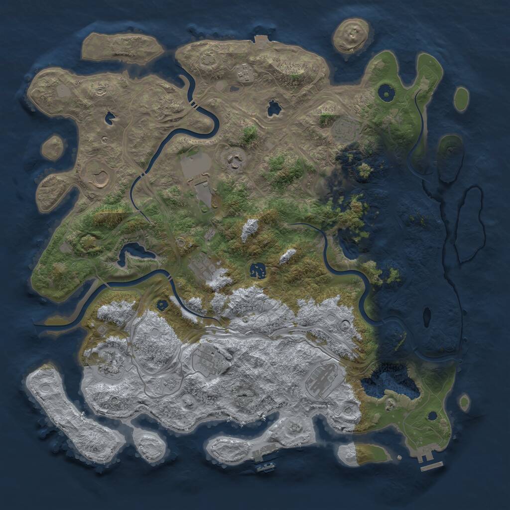 Rust Map: Procedural Map, Size: 4500, Seed: 662658675, 17 Monuments