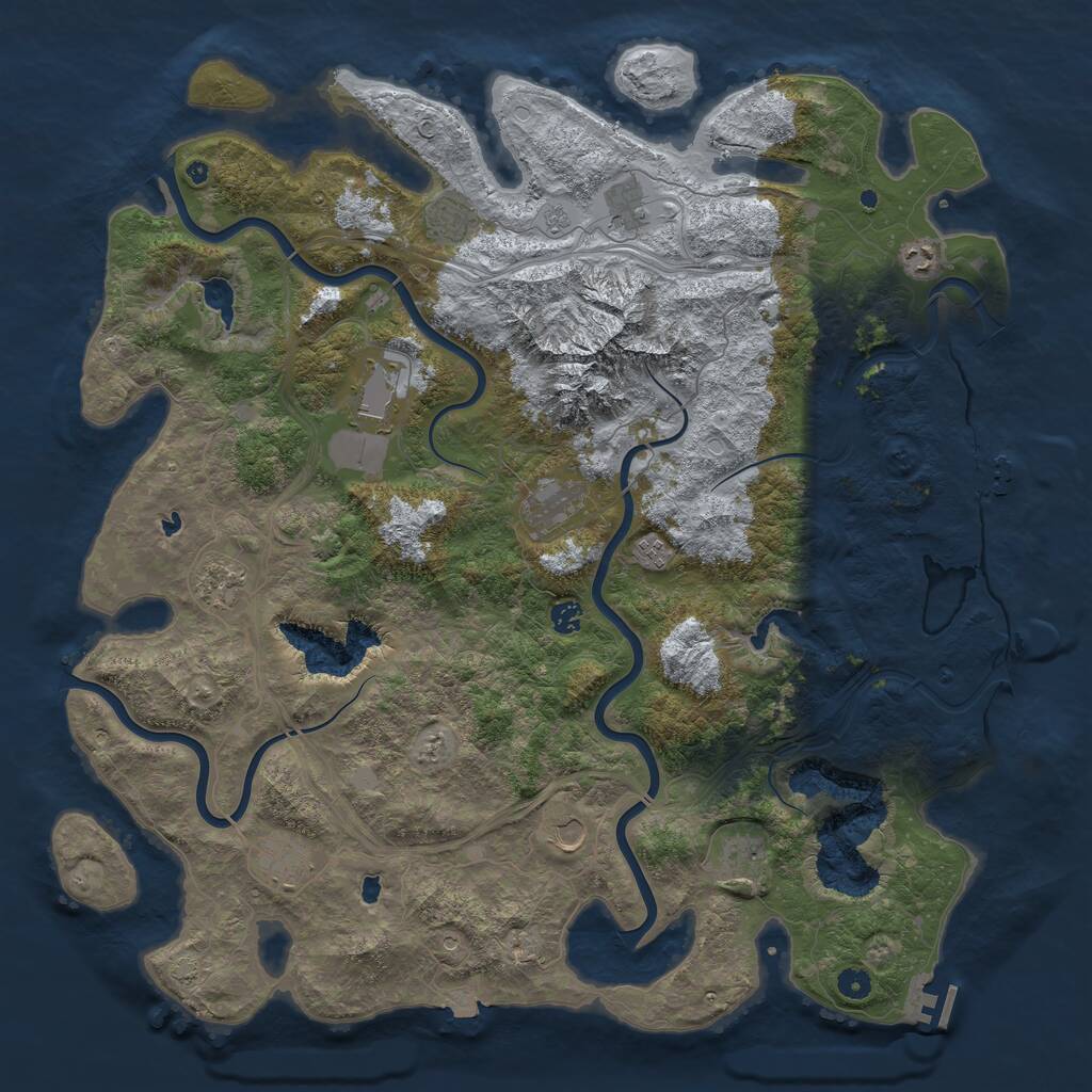 Rust Map: Procedural Map, Size: 5000, Seed: 714619305, 17 Monuments