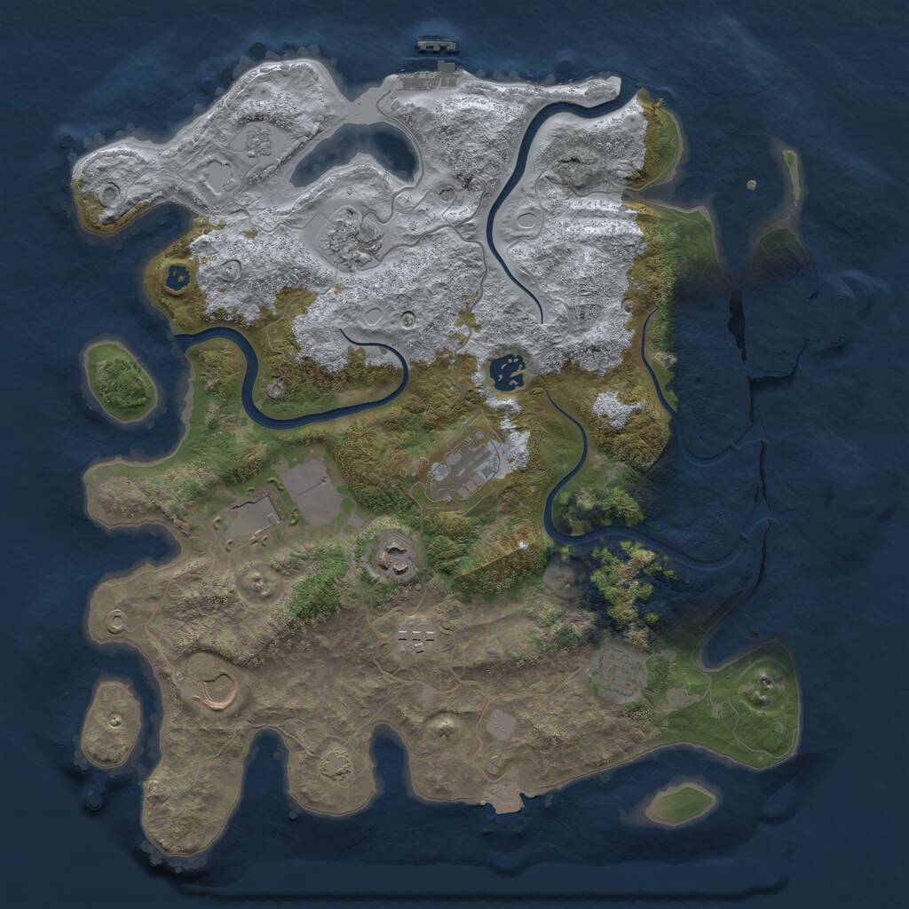 Rust Map: Procedural Map, Size: 3700, Seed: 1760832521, 14 Monuments