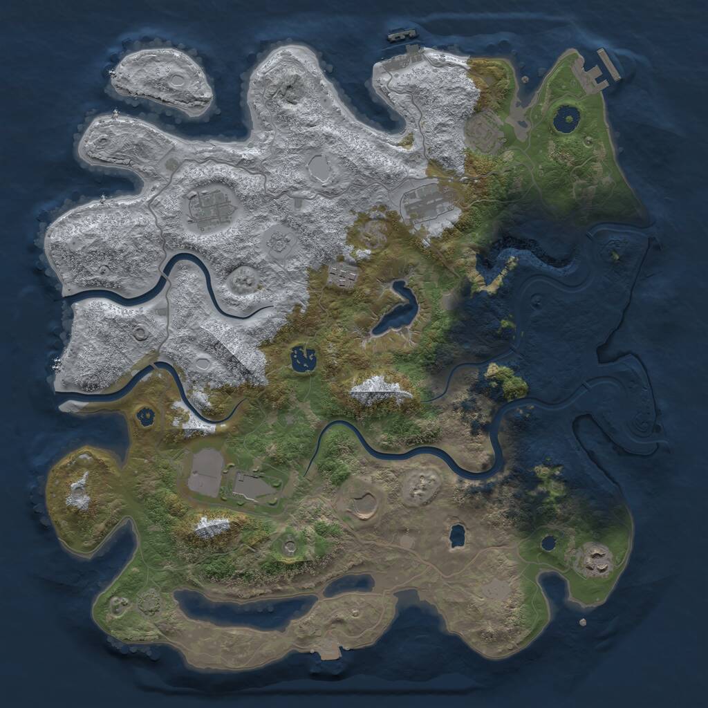 Rust Map: Procedural Map, Size: 4000, Seed: 729330906, 14 Monuments