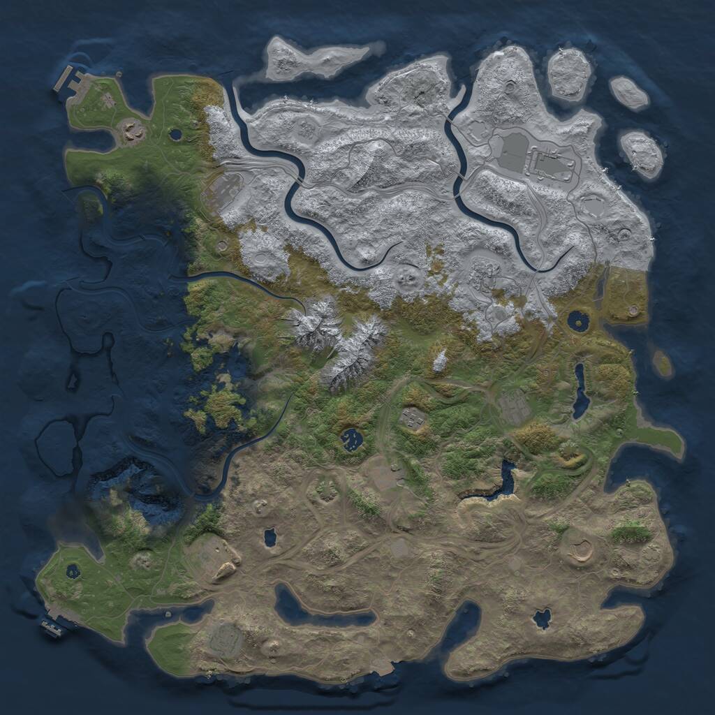 Rust Map: Procedural Map, Size: 5000, Seed: 54387621, 17 Monuments