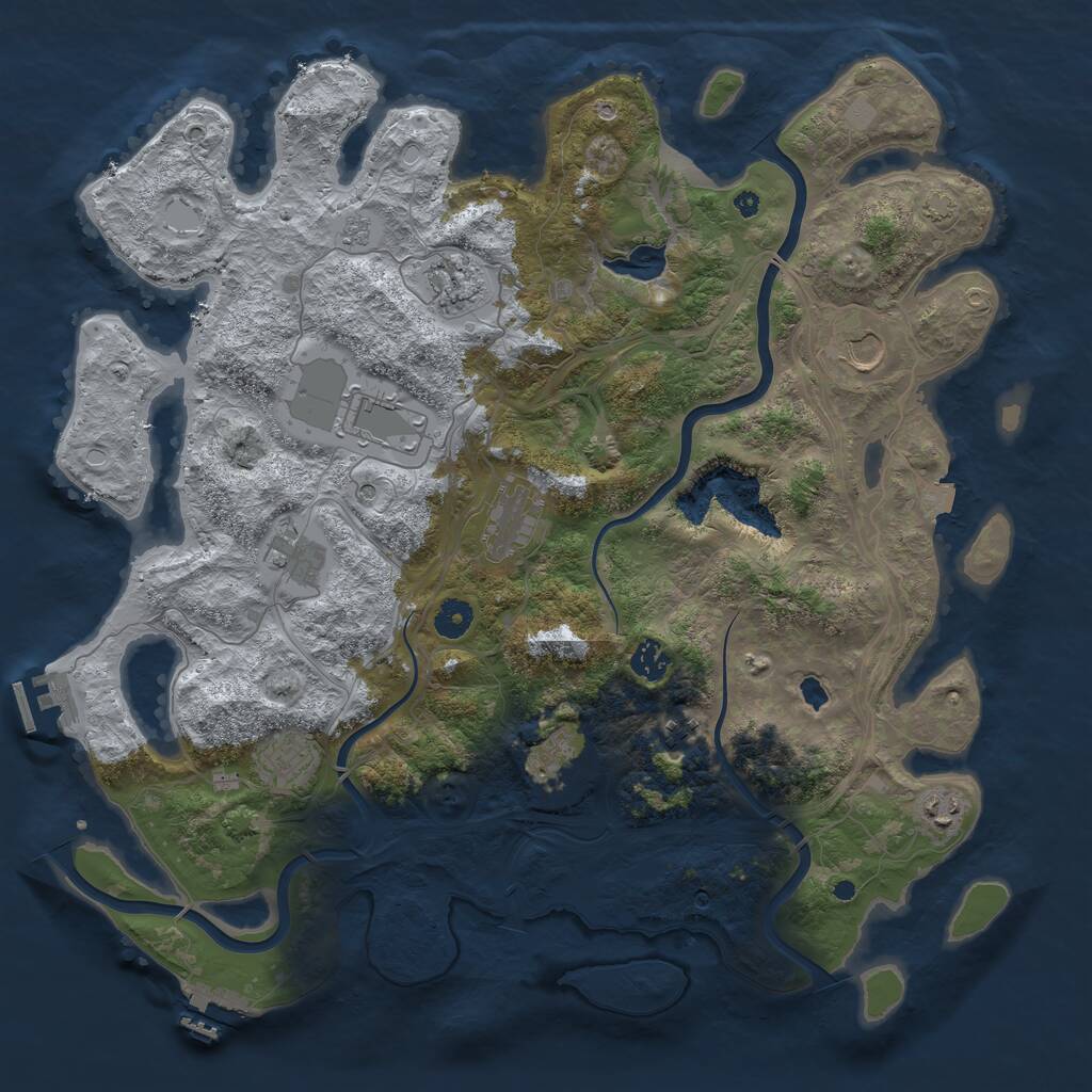 Rust Map: Procedural Map, Size: 4250, Seed: 27551229, 16 Monuments