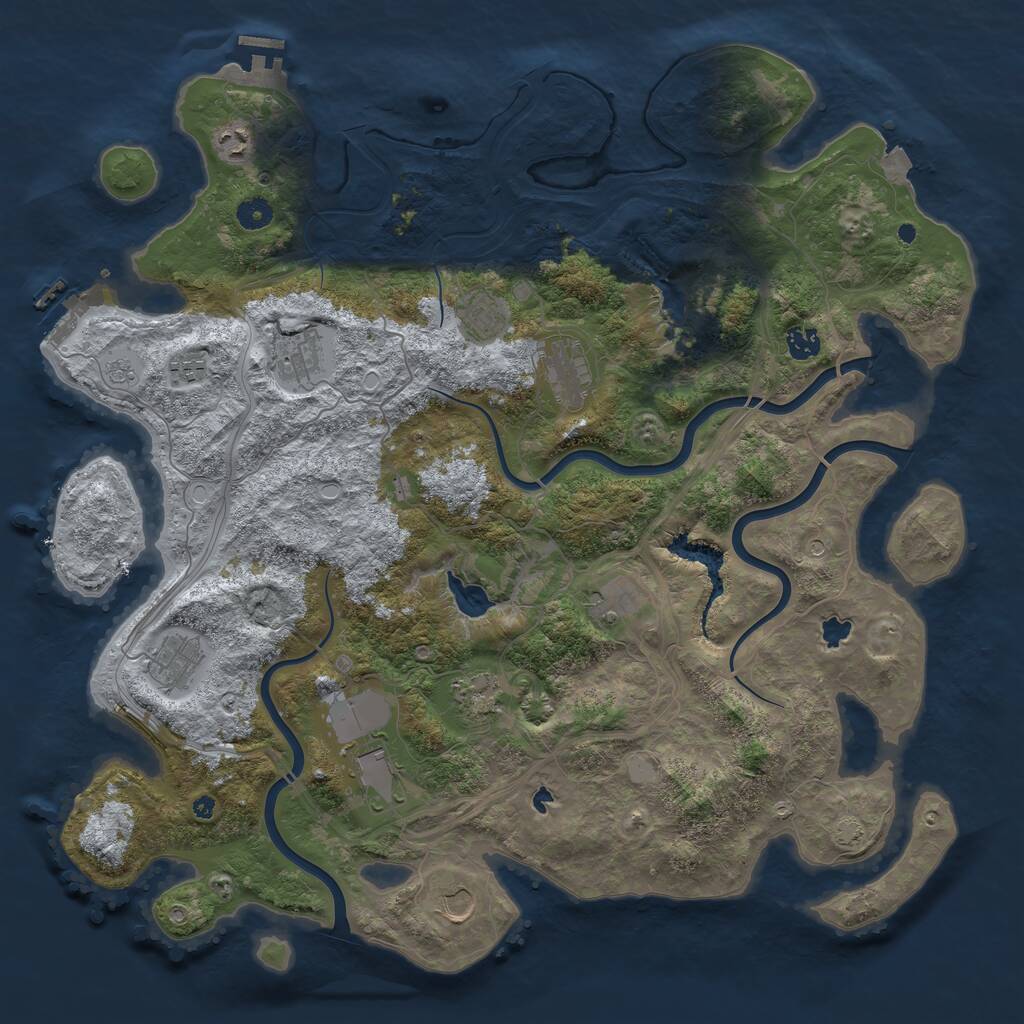 Rust Map: Procedural Map, Size: 4500, Seed: 1886031751, 17 Monuments