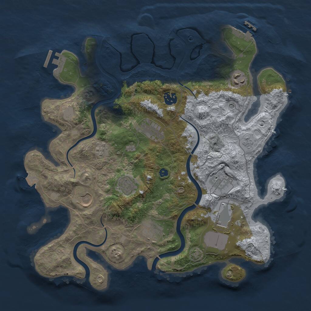 Rust Map: Procedural Map, Size: 3500, Seed: 466449894, 15 Monuments