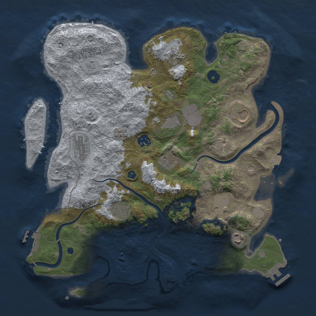 Rust Map: Procedural Map, Size: 3750, Seed: 205531844, 16 Monuments