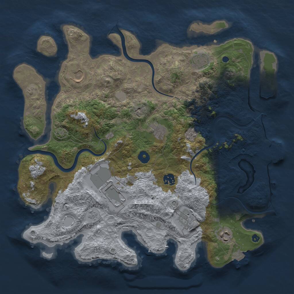 Rust Map: Procedural Map, Size: 3750, Seed: 1931707496, 13 Monuments