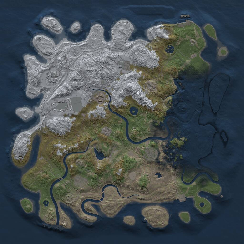 Rust Map: Procedural Map, Size: 4250, Seed: 343343, 13 Monuments