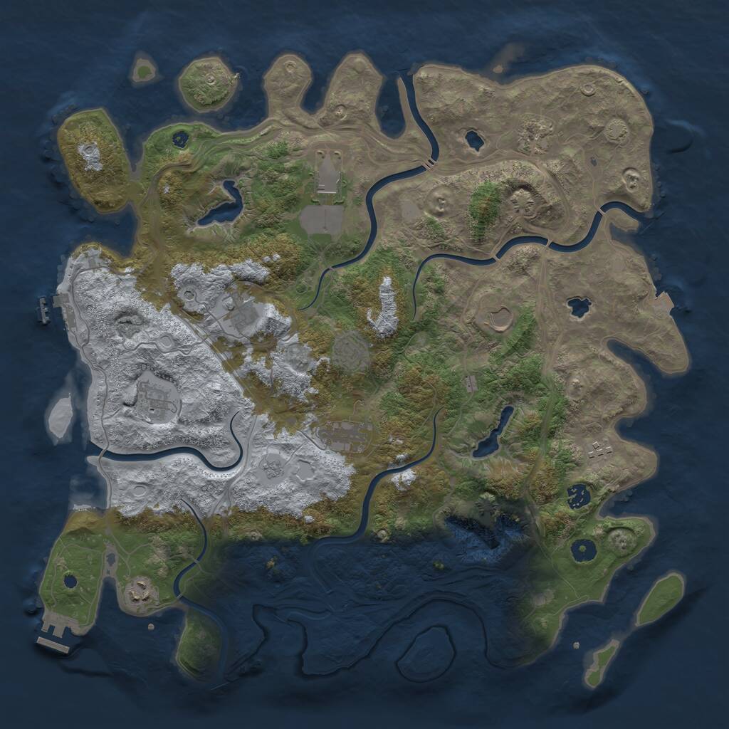 Rust Map: Procedural Map, Size: 4500, Seed: 2121498802, 16 Monuments