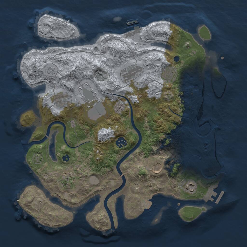 Rust Map: Procedural Map, Size: 3500, Seed: 1669393061, 15 Monuments