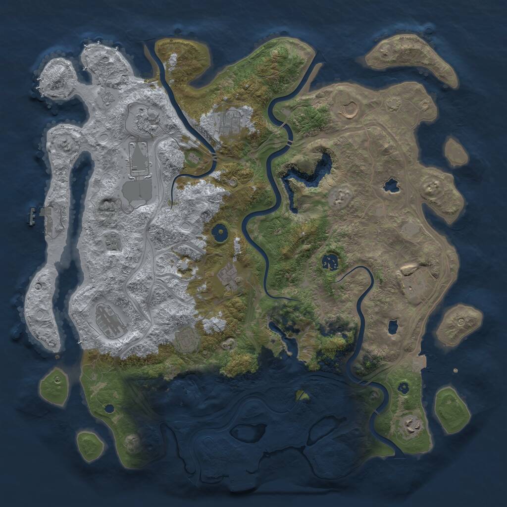 Rust Map: Procedural Map, Size: 4500, Seed: 1233349, 17 Monuments
