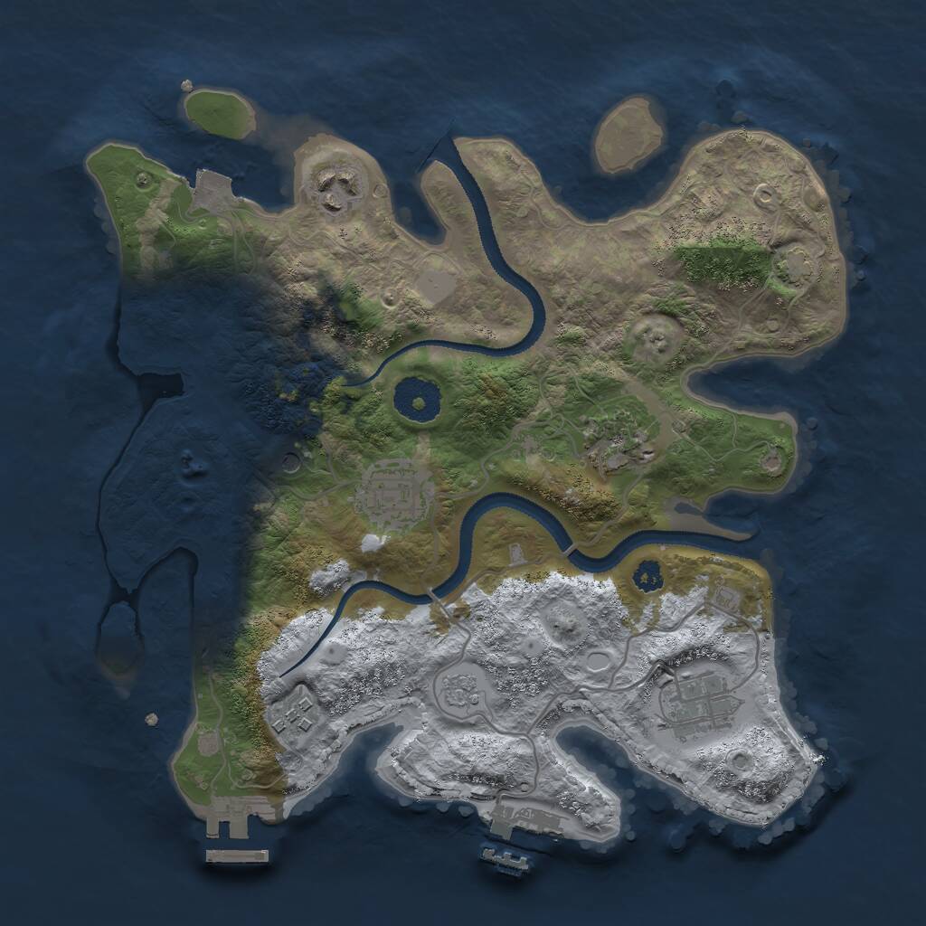 Rust Map: Procedural Map, Size: 3000, Seed: 1031393507, 11 Monuments