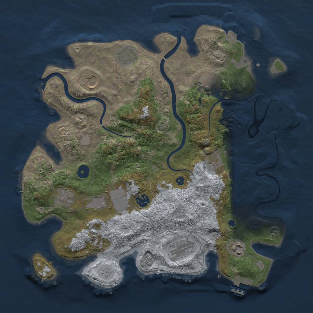 Rust Map: Procedural Map, Size: 3700, Seed: 1191719597, 16 Monuments