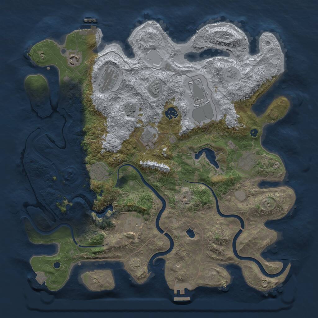 Rust Map: Procedural Map, Size: 4000, Seed: 1877064551, 15 Monuments