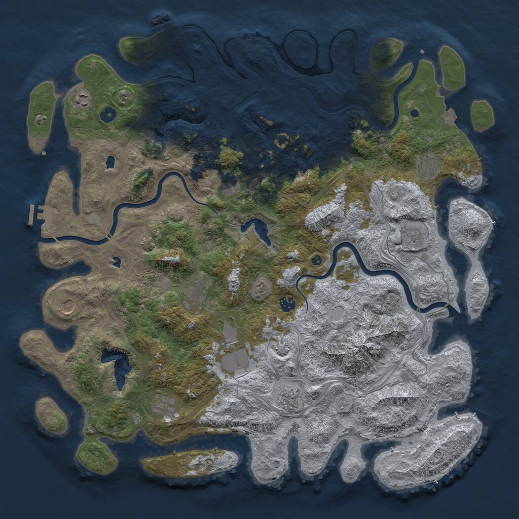 Rust Map: Procedural Map, Size: 5000, Seed: 358677, 17 Monuments