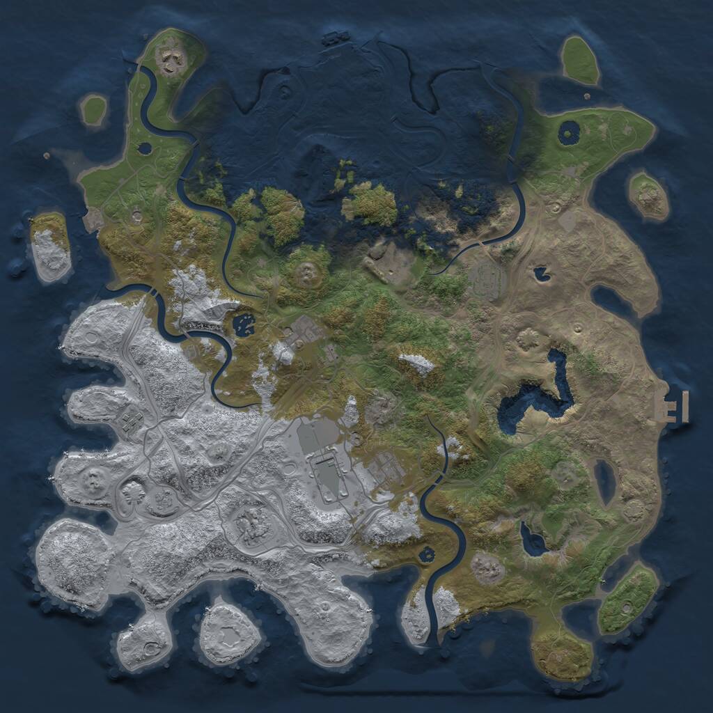 Rust Map: Procedural Map, Size: 4500, Seed: 1227300677, 15 Monuments