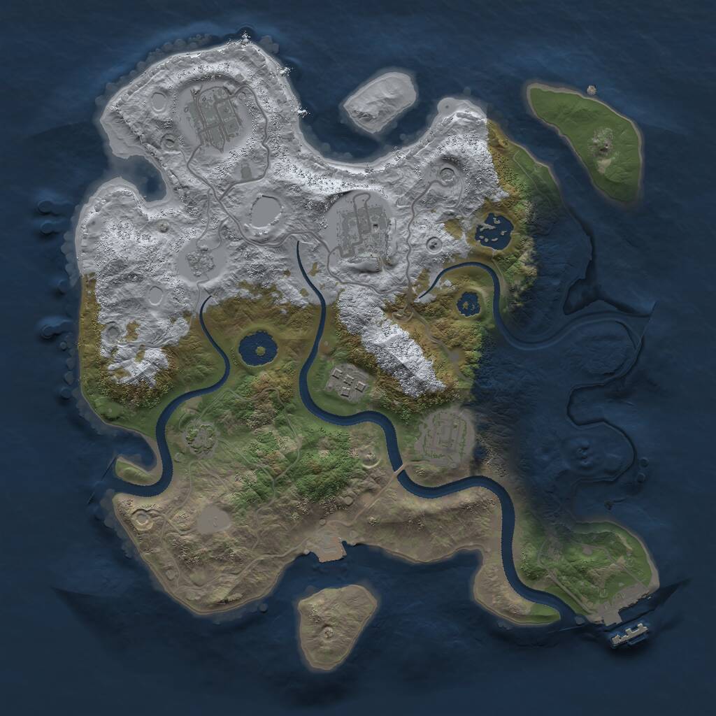 Rust Map: Procedural Map, Size: 3000, Seed: 1034355263, 10 Monuments