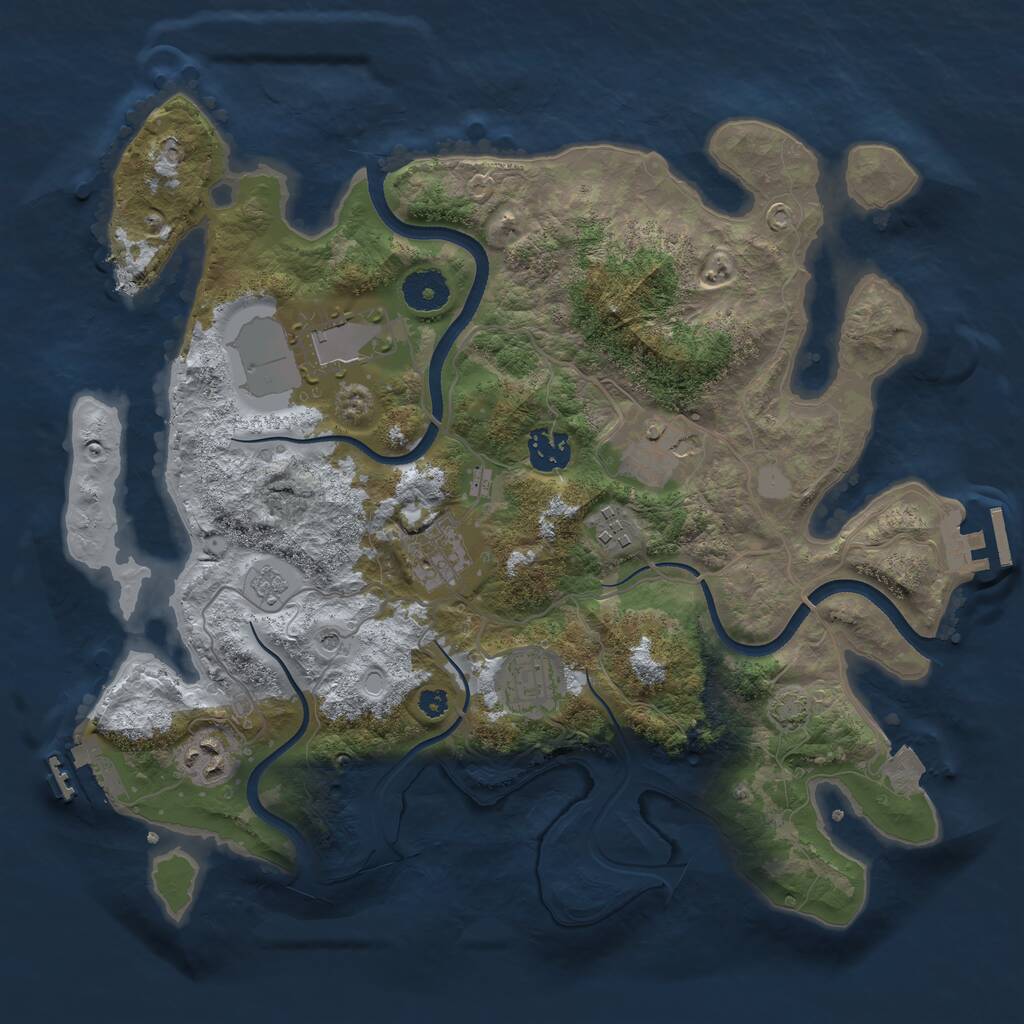 Rust Map: Procedural Map, Size: 3500, Seed: 1003682704, 13 Monuments
