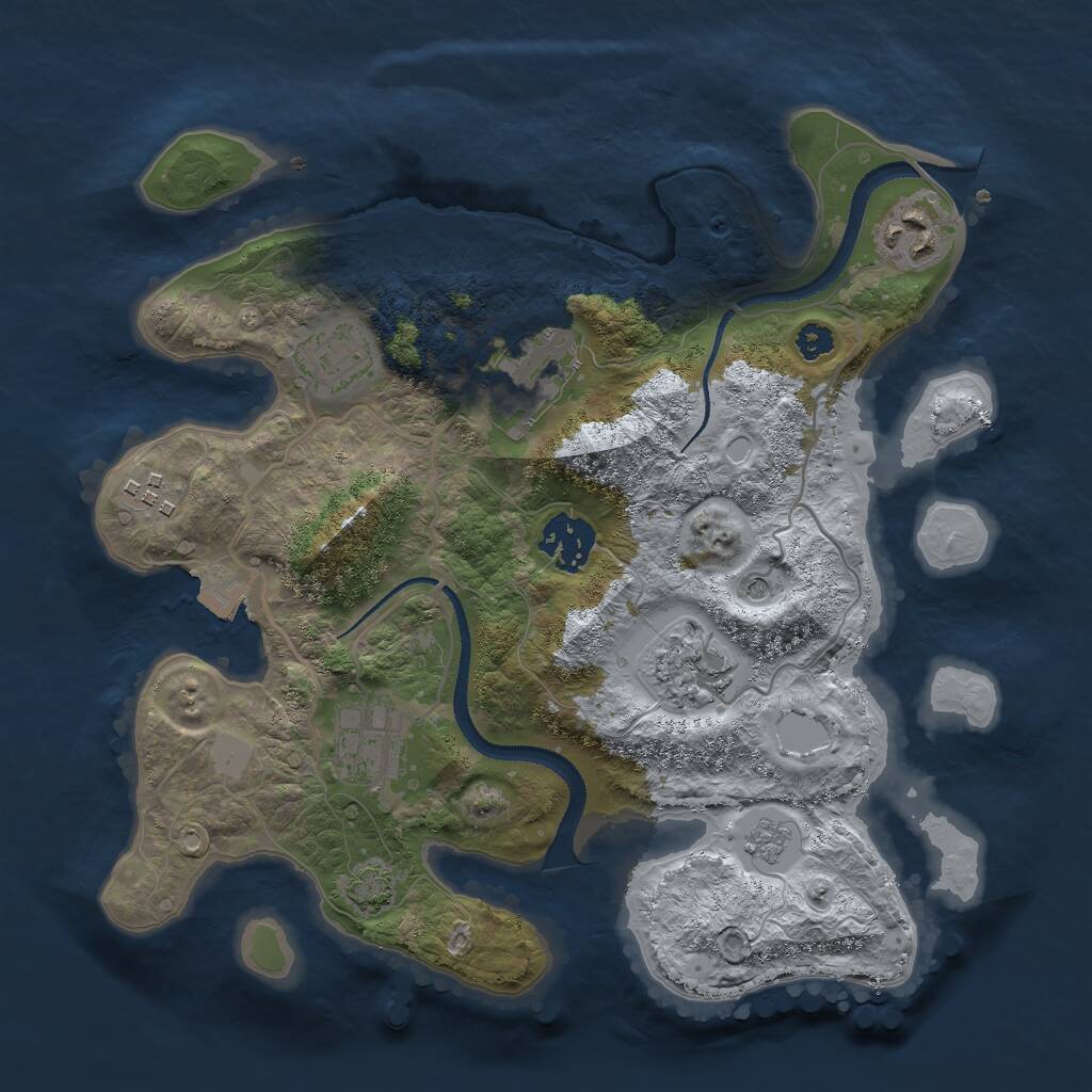 Rust Map: Procedural Map, Size: 3000, Seed: 21949, 11 Monuments