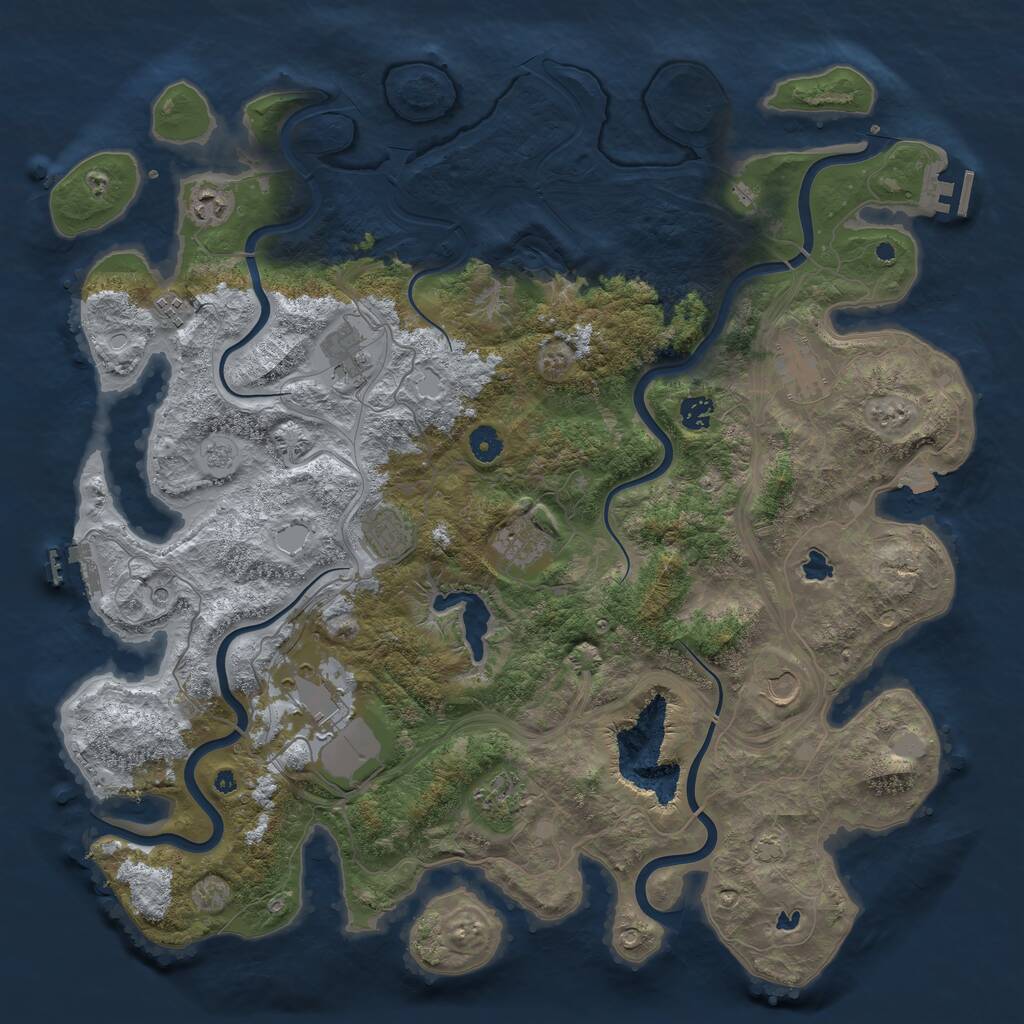 Rust Map: Procedural Map, Size: 4500, Seed: 1457101, 16 Monuments
