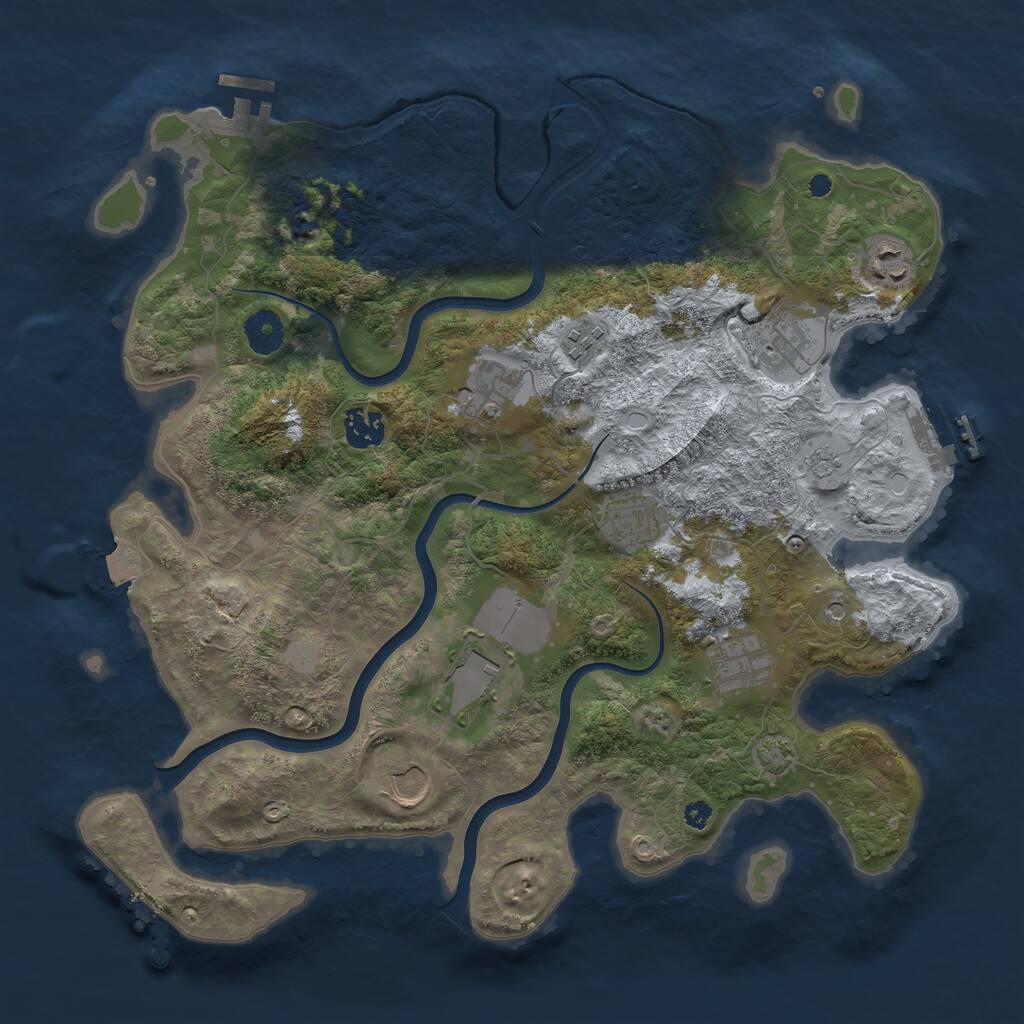 Rust Map: Procedural Map, Size: 3700, Seed: 1114750854, 15 Monuments