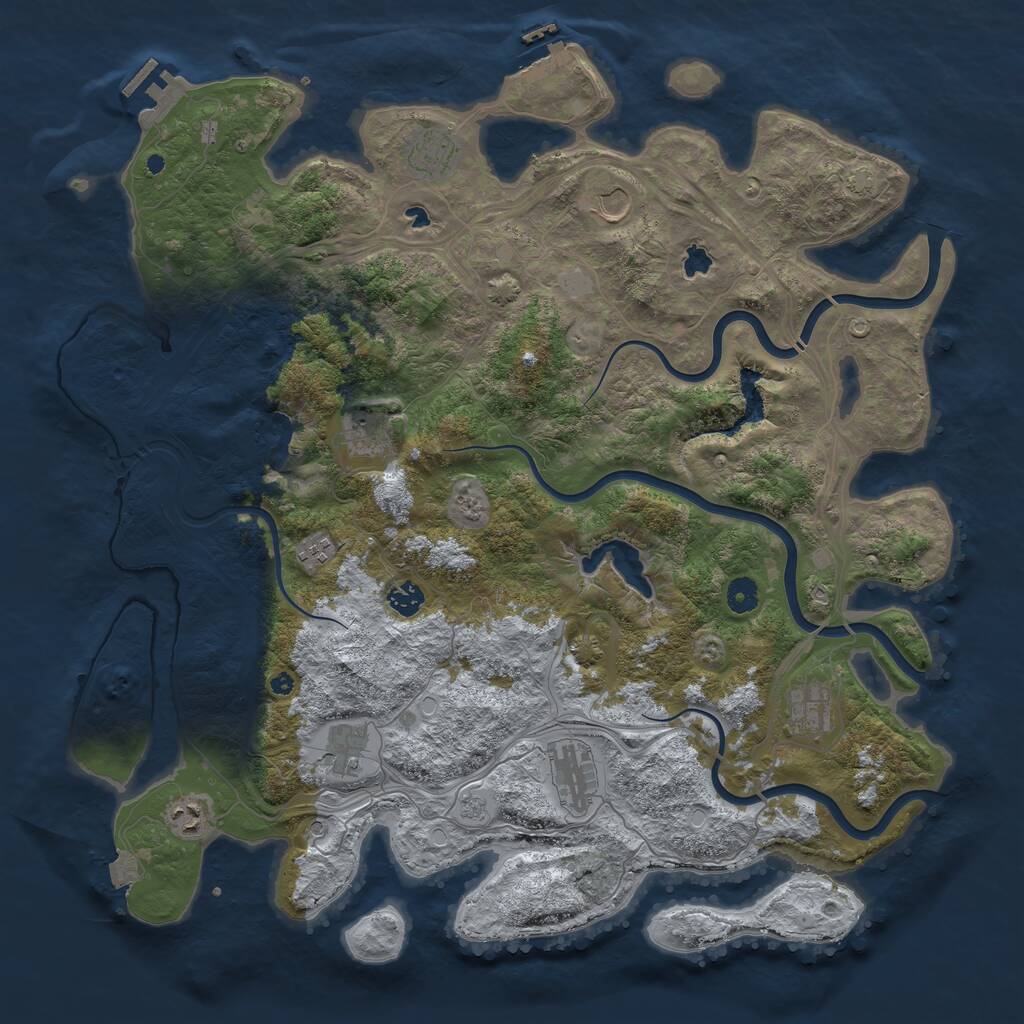 Rust Map: Procedural Map, Size: 4500, Seed: 2087556039, 15 Monuments