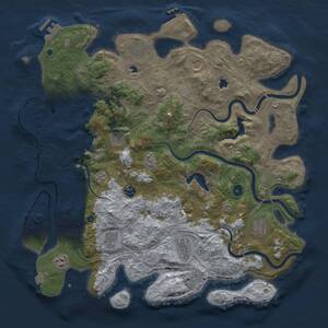 Thumbnail Rust Map: Procedural Map, Size: 4500, Seed: 2087556039, 15 Monuments