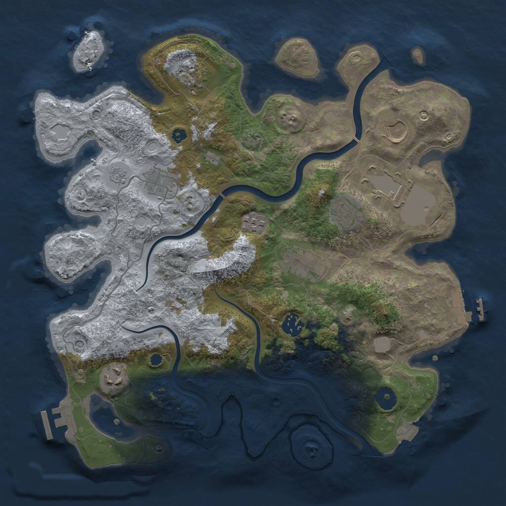Rust Map: Procedural Map, Size: 3500, Seed: 855394152, 15 Monuments