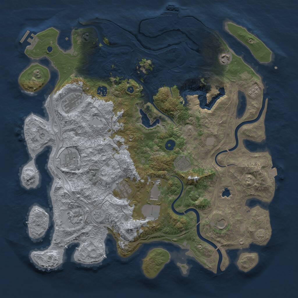 Rust Map: Procedural Map, Size: 4300, Seed: 1219386174, 16 Monuments