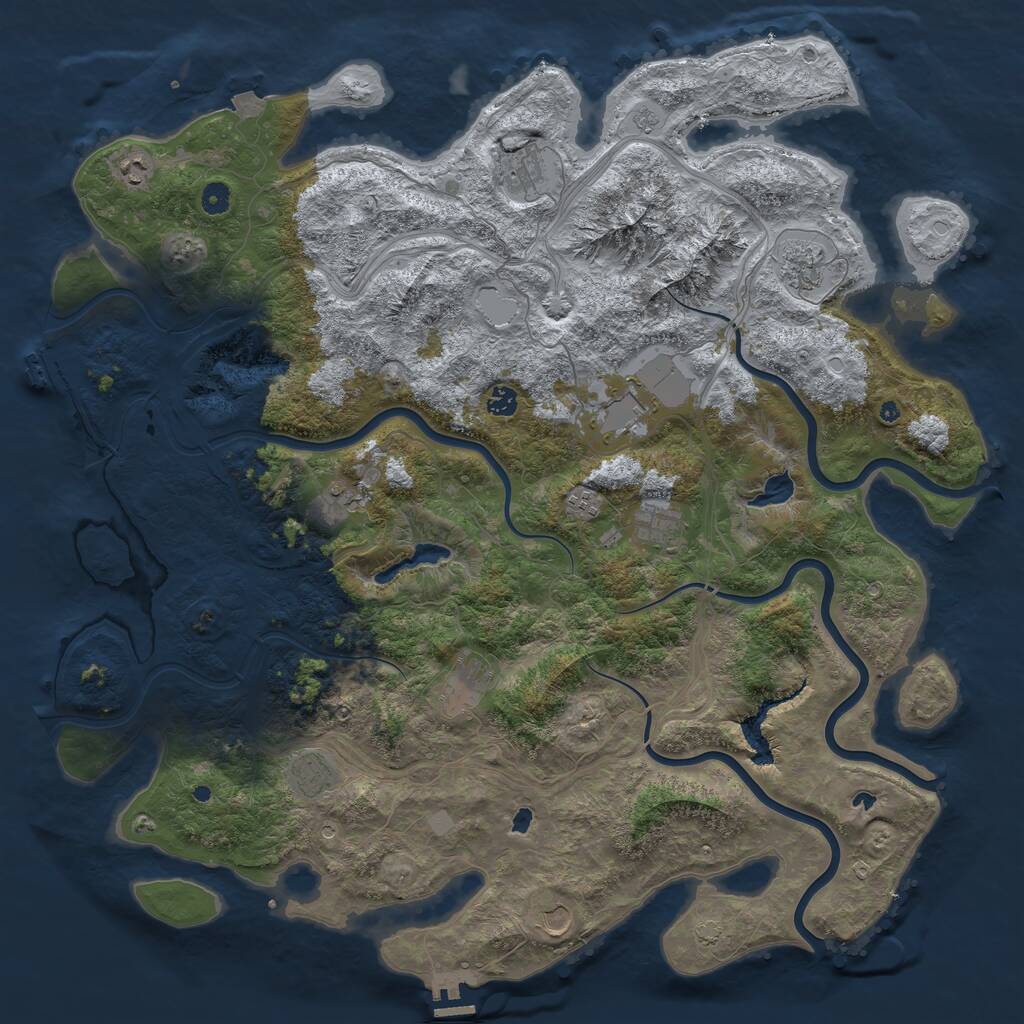 Rust Map: Procedural Map, Size: 5000, Seed: 1651209659, 17 Monuments