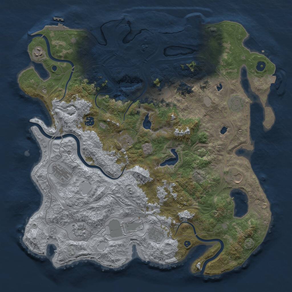 Rust Map: Procedural Map, Size: 4500, Seed: 883331036, 17 Monuments