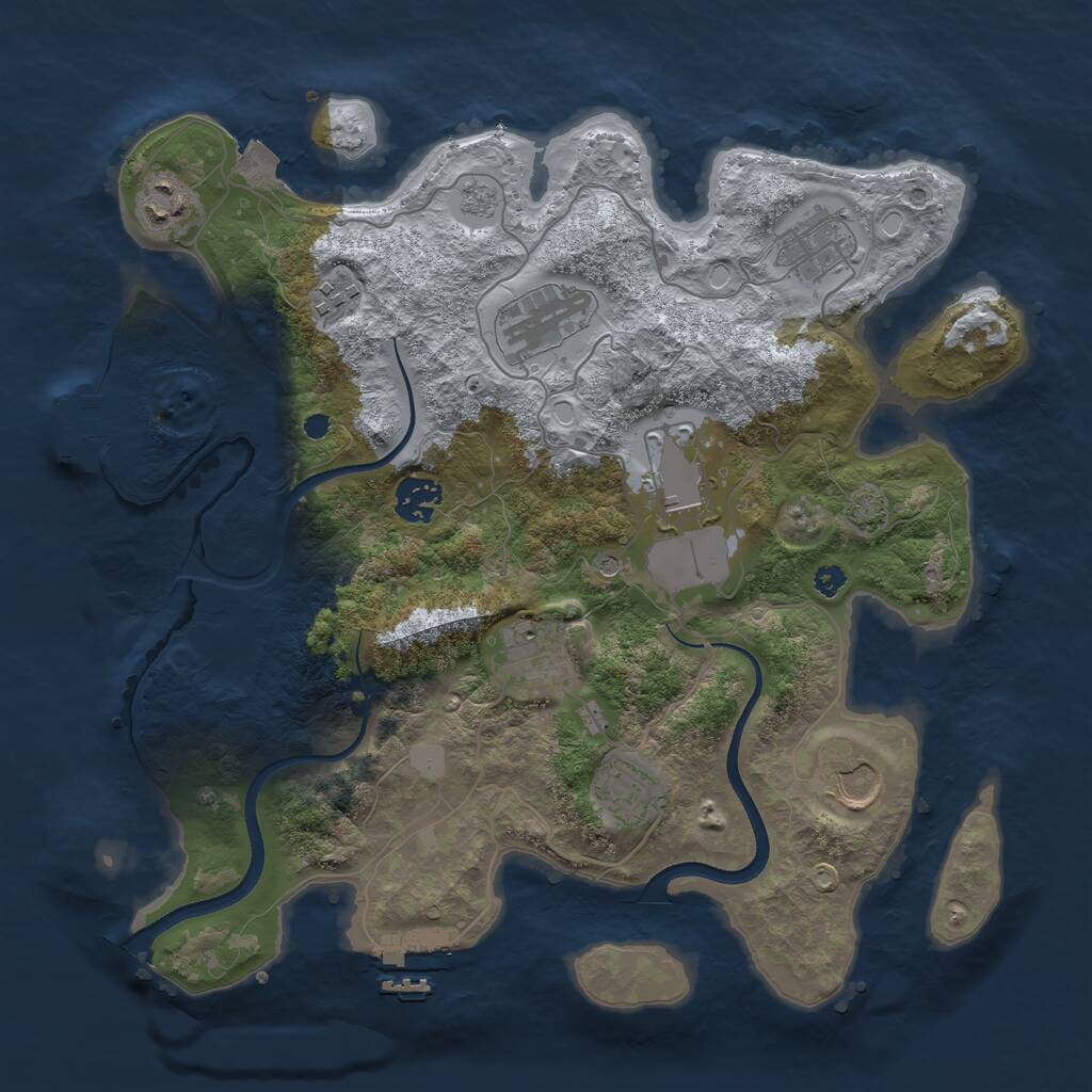 Rust Map: Procedural Map, Size: 3500, Seed: 704185933, 15 Monuments