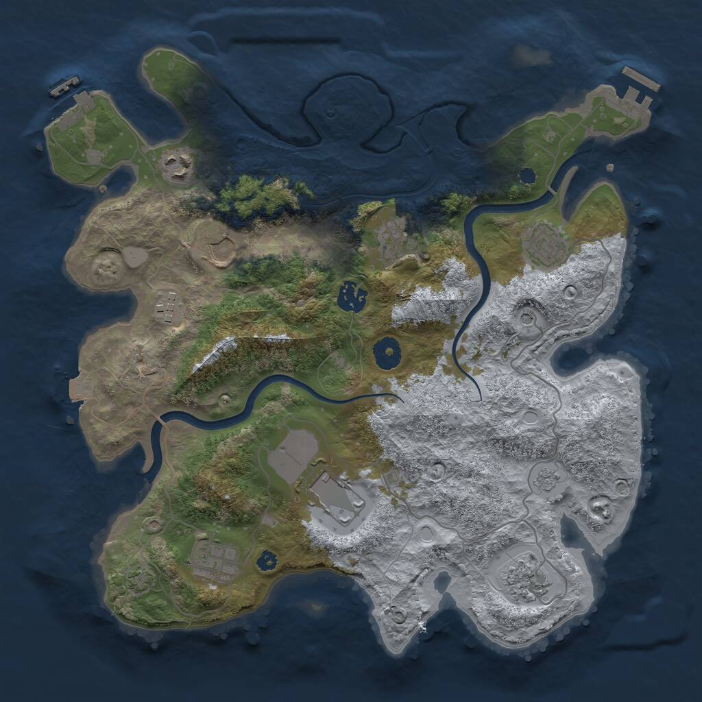 Rust Map: Procedural Map, Size: 3500, Seed: 2026678613, 15 Monuments