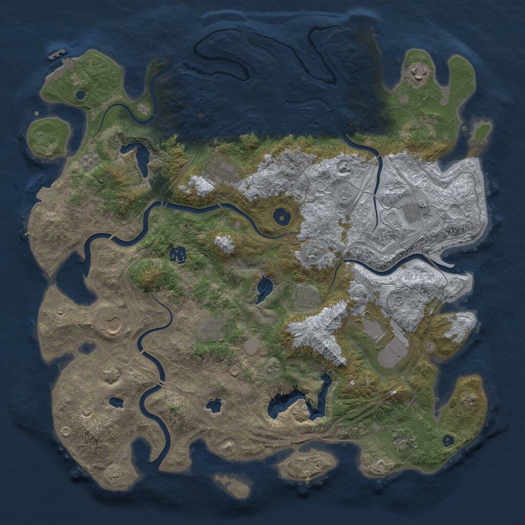 Rust Map: Procedural Map, Size: 4500, Seed: 2097694824, 16 Monuments