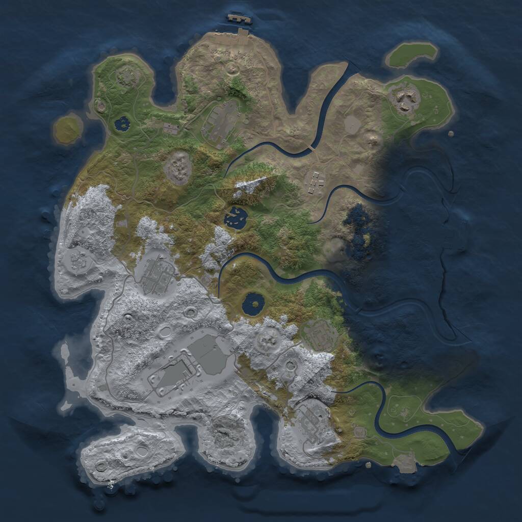 Rust Map: Procedural Map, Size: 3500, Seed: 1995895, 14 Monuments