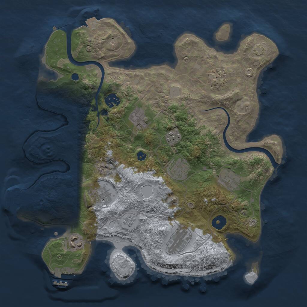 Rust Map: Procedural Map, Size: 3300, Seed: 1158630828, 15 Monuments