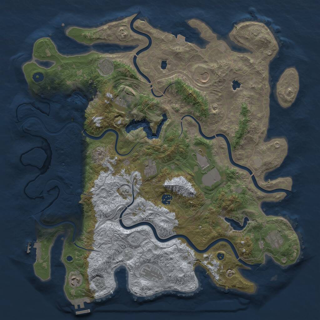 Rust Map: Procedural Map, Size: 4500, Seed: 553928335, 16 Monuments