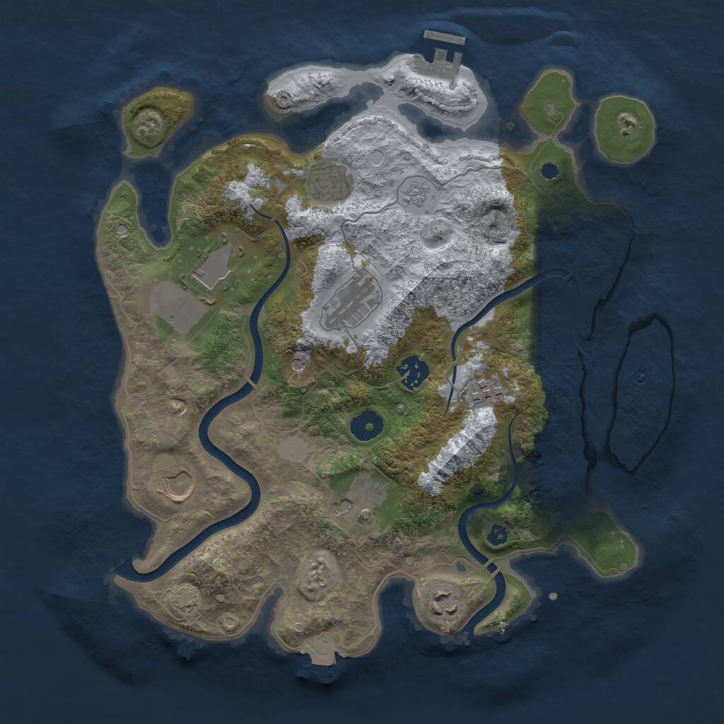 Rust Map: Procedural Map, Size: 3500, Seed: 46944988, 13 Monuments
